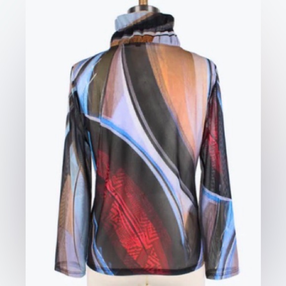Frédérique Blue and Brown Abstract Mesh Jacket - Picture 8 of 8